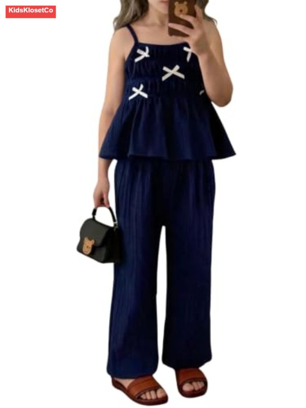 Toddler Girl 2 Piece Peplum Top and Pants Set Sleeveless Summer Outfit